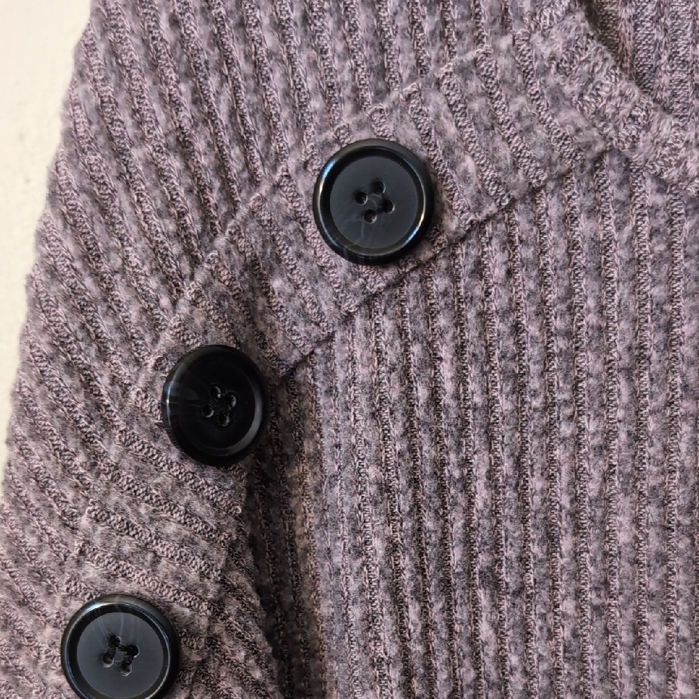 Button-Shoulder Ribbed Scoop Sweater - Mauve - Picture 3 of 5